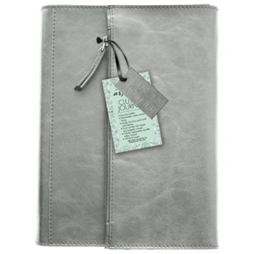 C.R. Gibson Patina Vie Leather Wrapped Clutch Journal - Gray, 6.75" x 8.75"