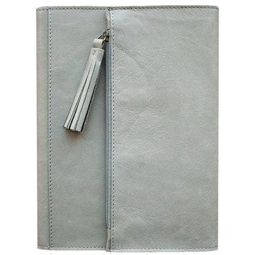 C.R. Gibson Patina Vie Leather Wrapped Clutch Journal - Gray, 6.75" x 8.75"