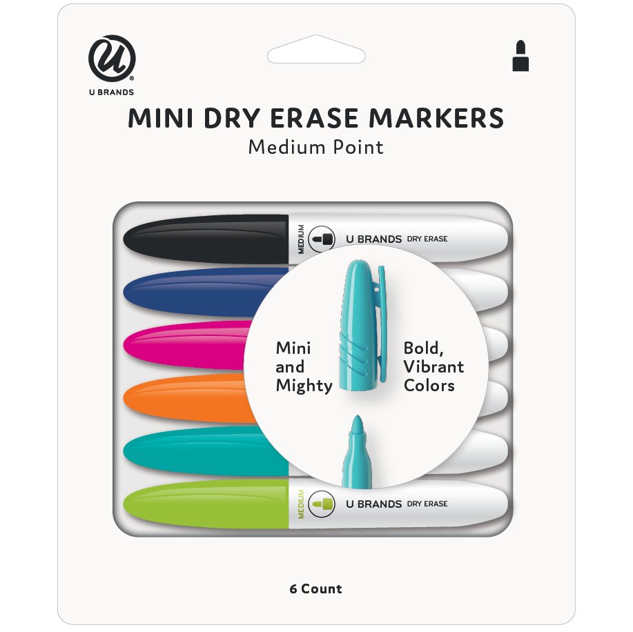 U Brands Mini Medium Point Dry Erase Markers Assorted Ink Shop