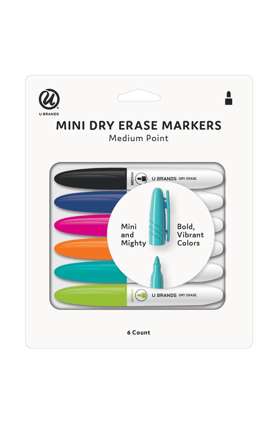 U Brands Low Odor Magnetic Dry Erase Markers with Erasers, Chisel Tip,  Assorted Colors, 4-Count