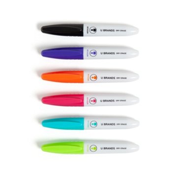 U Brands Mini Medium Point Dry Erase Markers - Assorted Ink, 6 pk