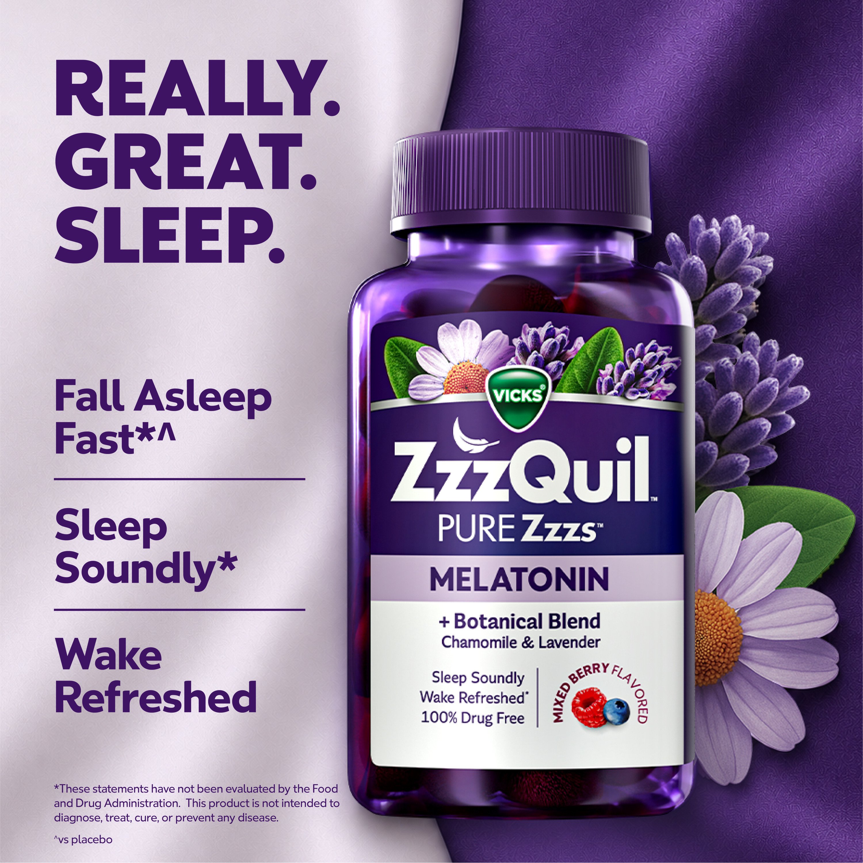 Vicks ZzzQuil PURE Zzzs Melatonin Gummies, Sleep Aid with