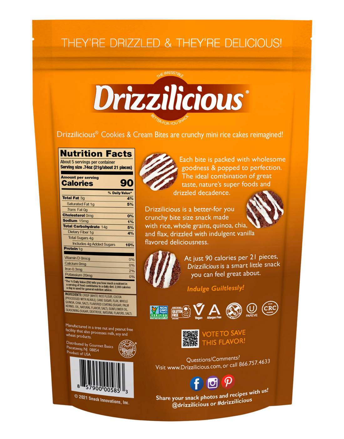 Drizzilicious Cookies and Cream Drizzled Mini Rice Cake Bites Shop