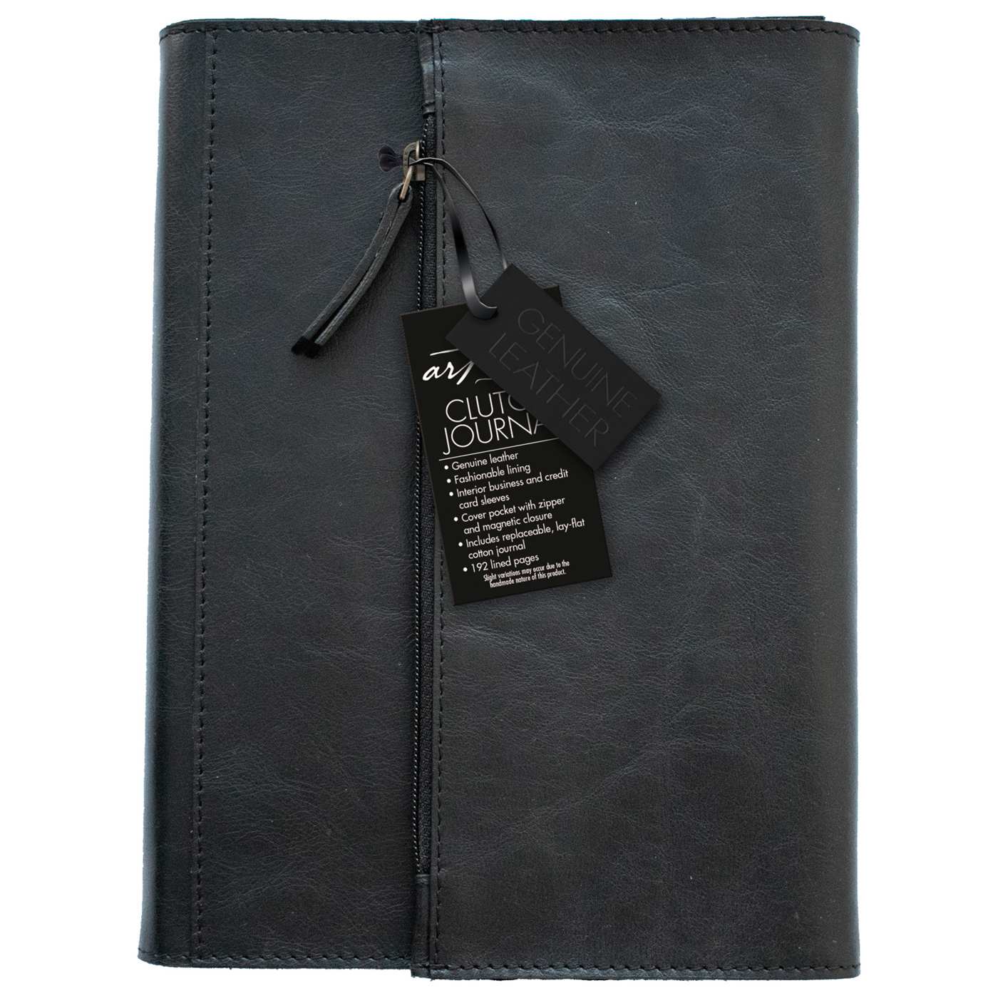 C.R. Gibson Eden Leather Wrapped Clutch Journal - Black; image 1 of 4