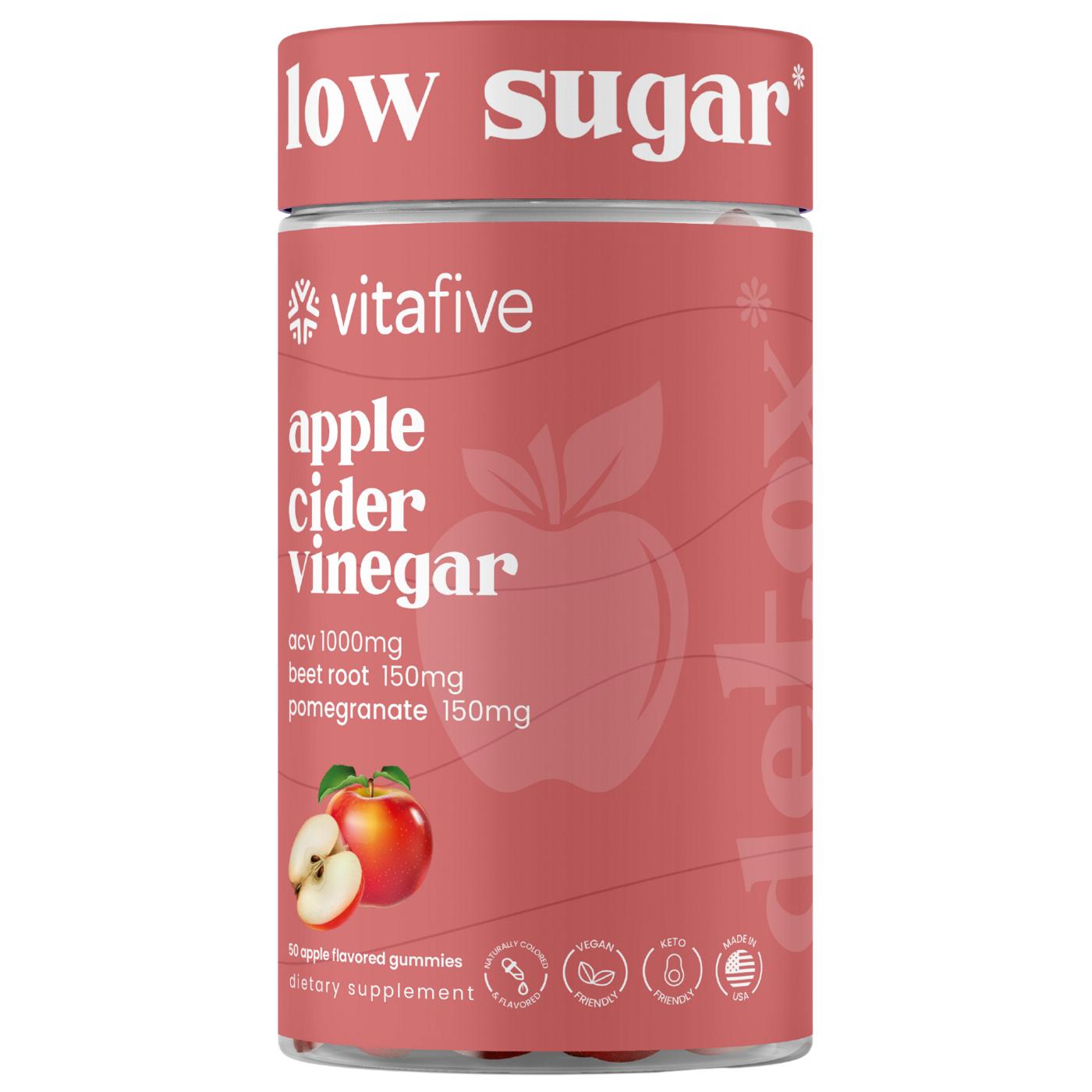 Vitafive Low Sugar Apple Cider Vinegar Gummies; image 1 of 2