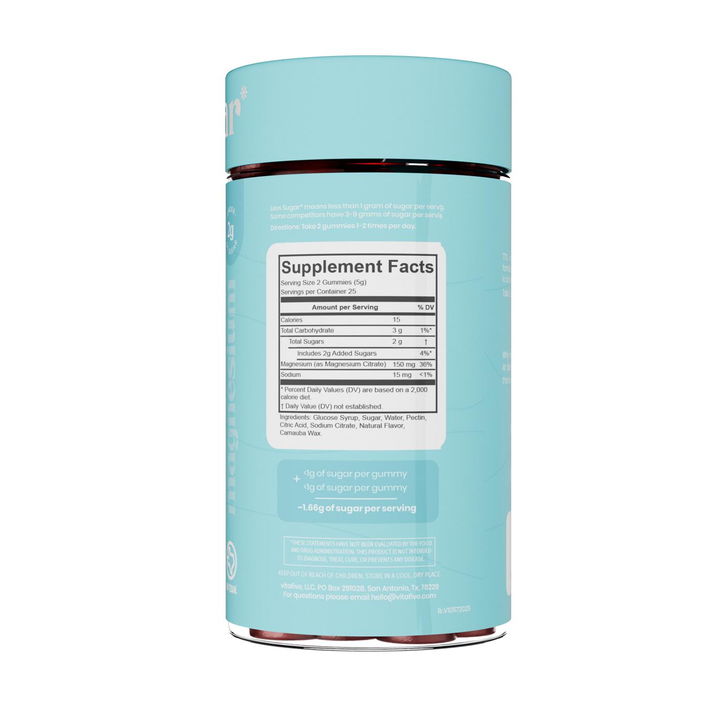 Vitafive Low Sugar Calm 150 mg Magnesium Gummies; image 4 of 4