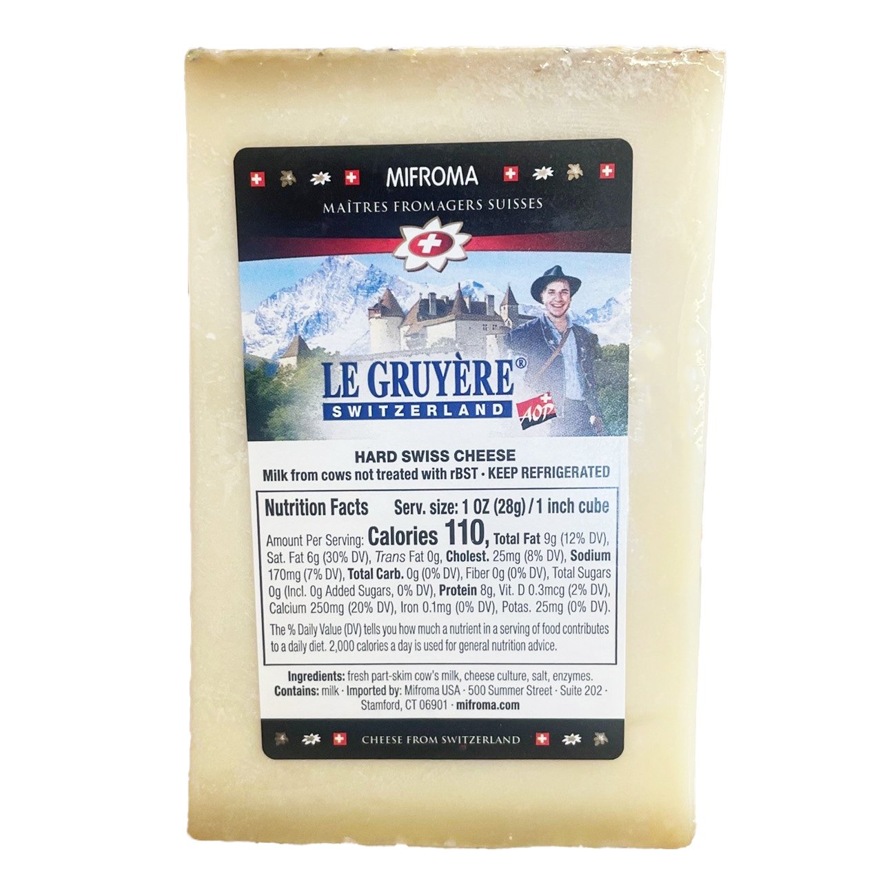 Mifroma Natural Le Gruyere Hard Swiss Cheese, Avg. 0.35 lb