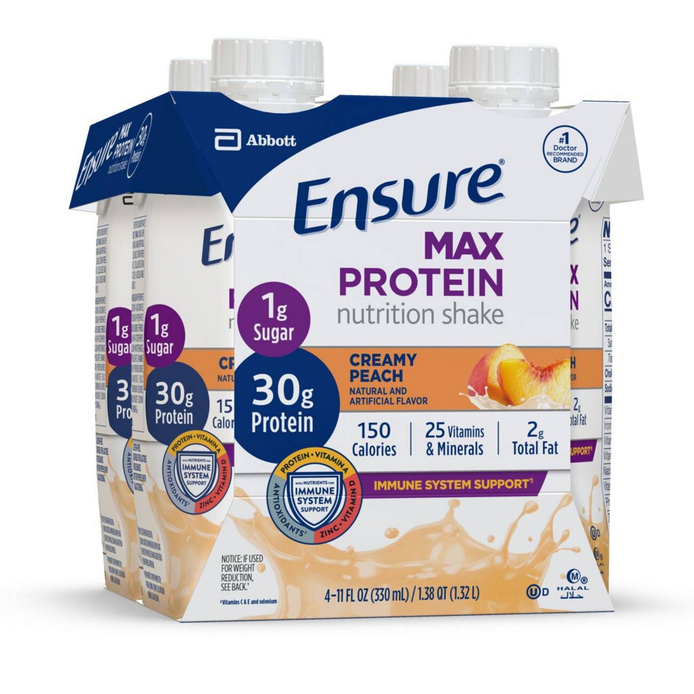 Ensure Max Protein Nutrition Shake - Creamy Peach, 4 pk; image 2 of 13