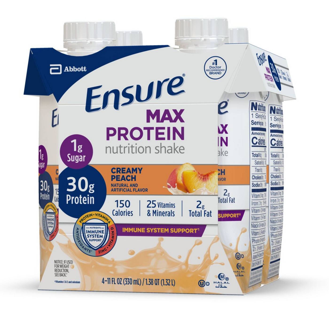 Ensure Max Protein Nutrition Shake - Creamy Peach, 4 pk; image 3 of 13