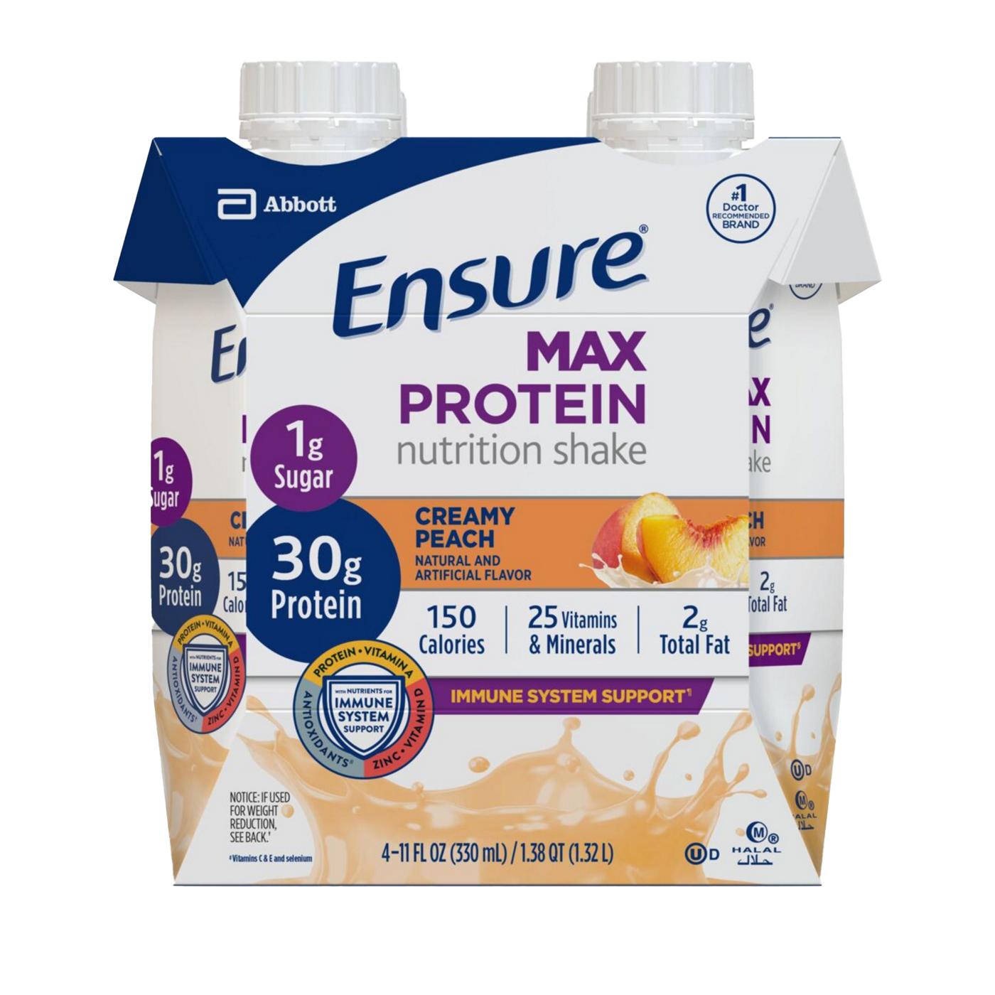 Ensure Max Protein Nutrition Shake - Creamy Peach, 4 pk; image 1 of 13