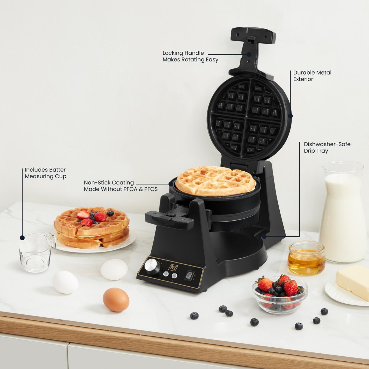 Kitchen & Table by HEB Double Rotating Waffle Maker Classic Black