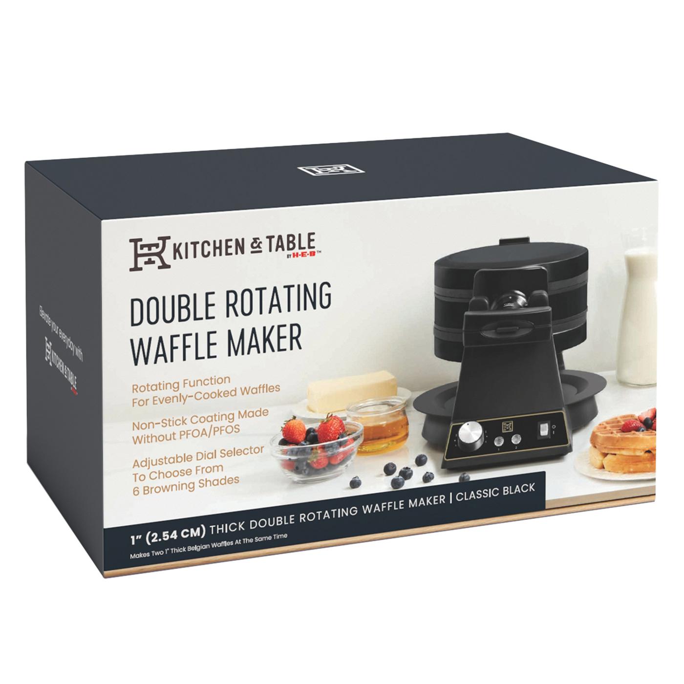 Kitchen & Table by HEB Double Rotating Waffle Maker Classic Black