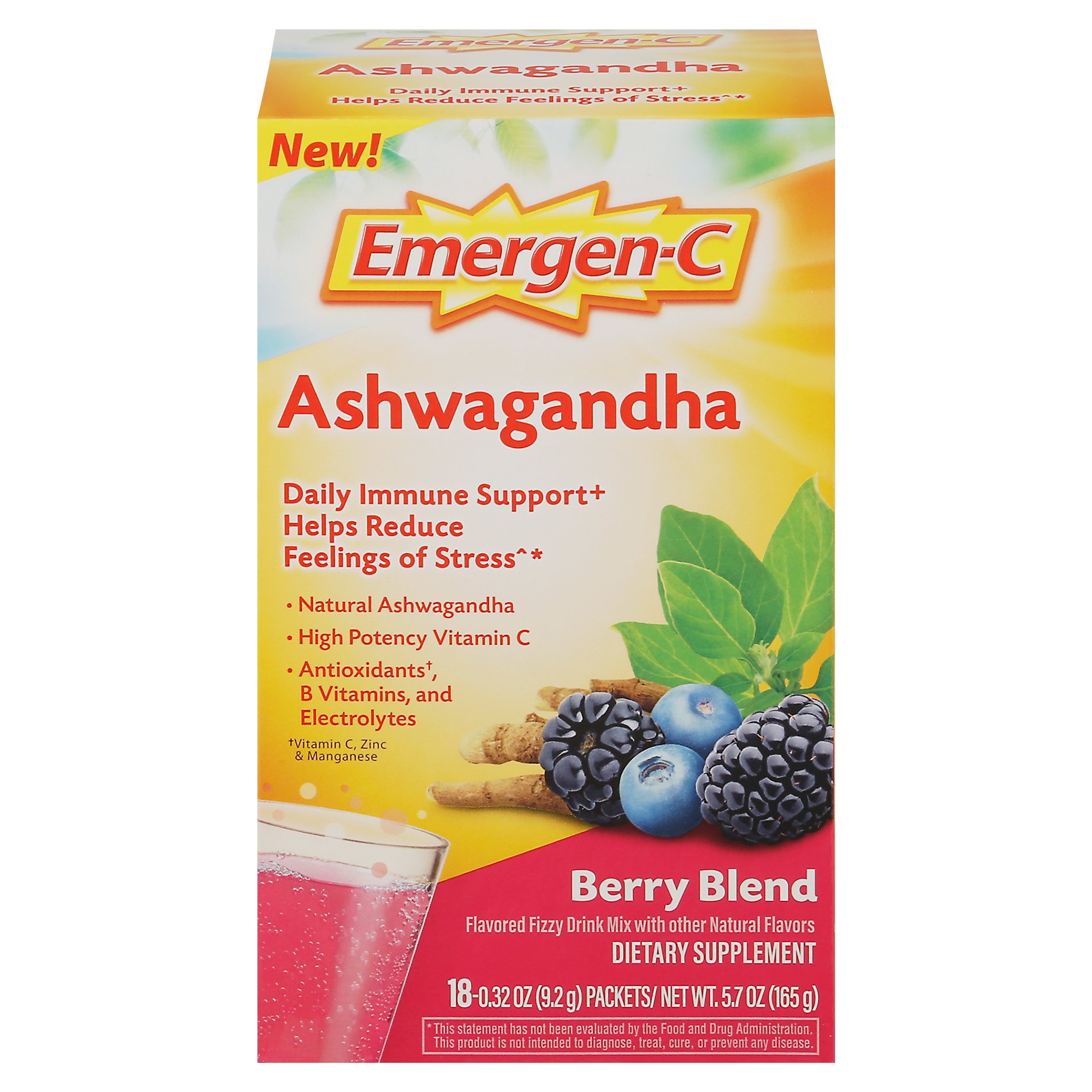 EmergenC Ashwagandha Berry Blend Fizzy Drink Mix Packets Shop Herbs