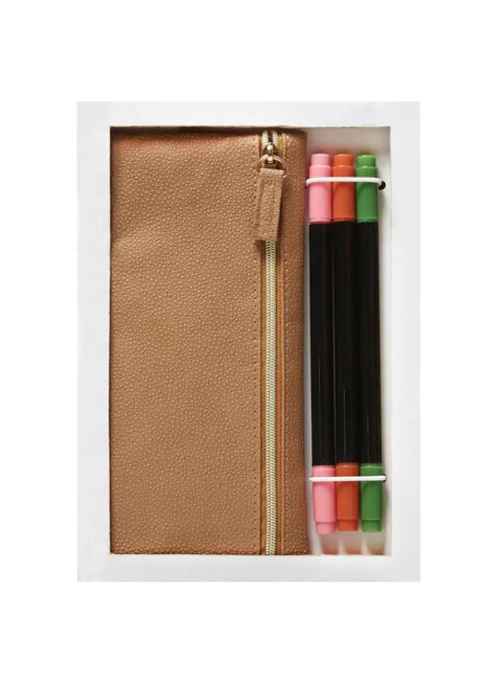 C.R. Gibson Leatherette Pencil Pouch & Marker Set; image 1 of 2