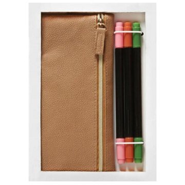 C.R. Gibson Leatherette Pencil Pouch & Marker Set