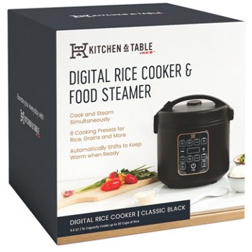 Kitchen & Table by H-E-B Digital Rice Cooker & Food Steamer - Classic Black, 5.3 qt