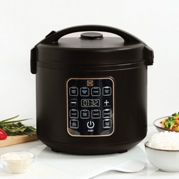 Kitchen & Table by H-E-B Digital Rice Cooker & Food Steamer - Classic Black, 5.3 qt
