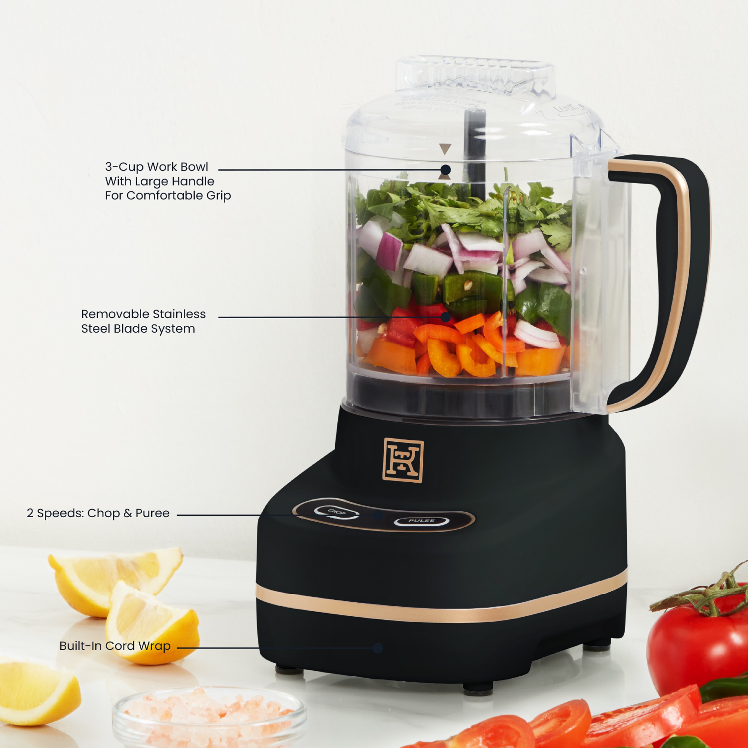  Black Electric Mini Chopper by Home-Style Kitchen