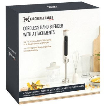 Kitchen & Table by H-E-B Cordless Hand Blender with Attachments – Cloud White, 1 ct