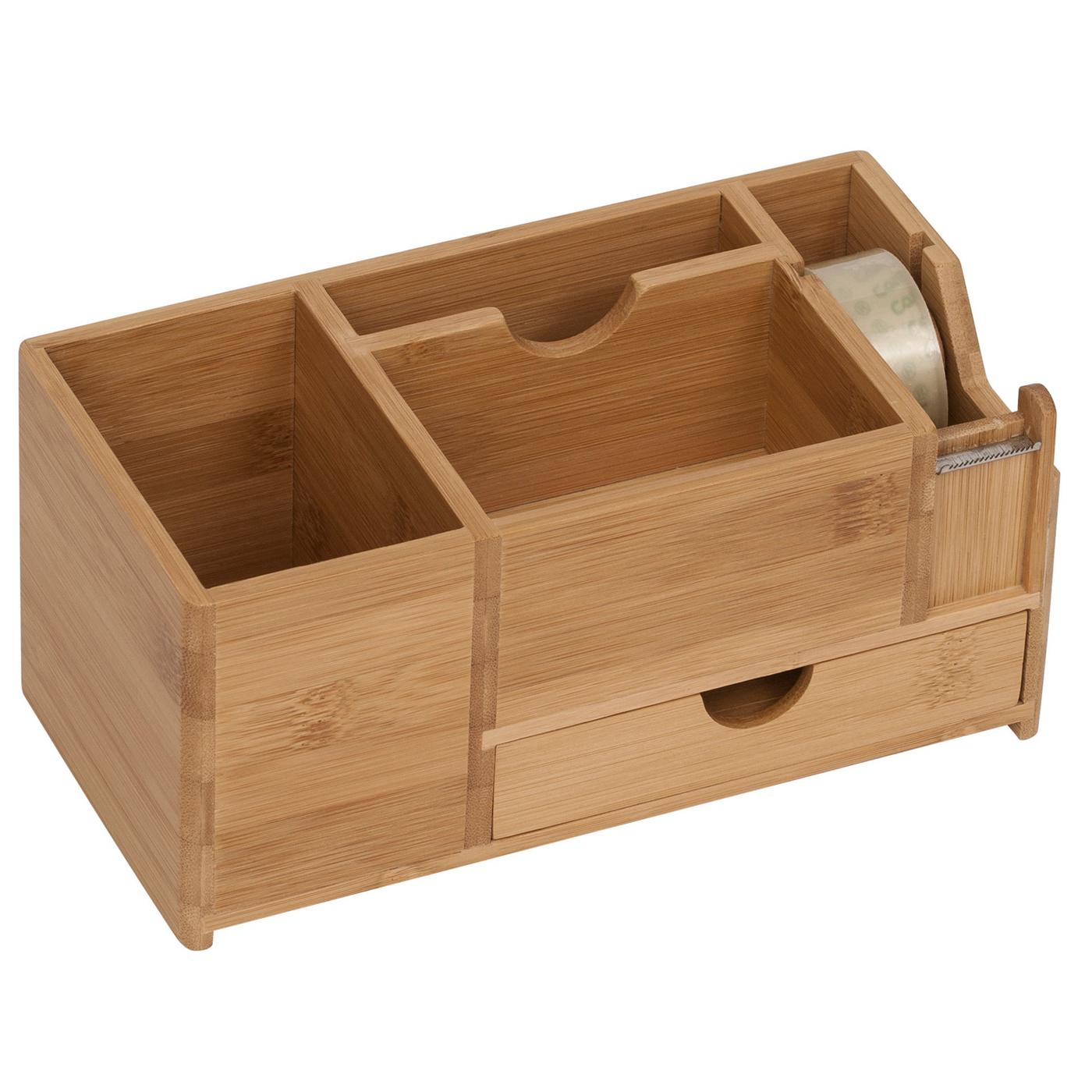 Merangue Bamboo Collection Desktop Holder with Drawer; image 1 of 2