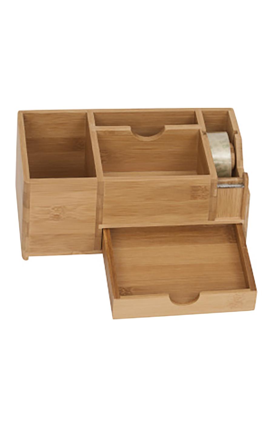 Merangue Bamboo Collection Desktop Holder with Drawer; image 2 of 2