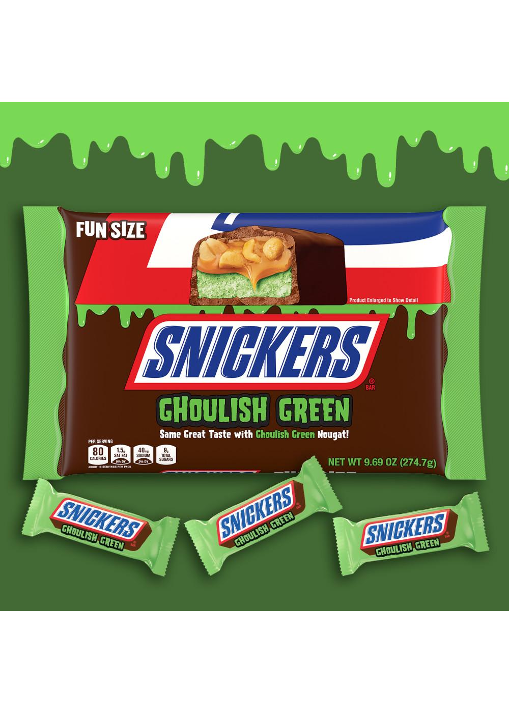 Snickers Ghoulish Green Fun Size Halloween Candy Bars; image 2 of 7