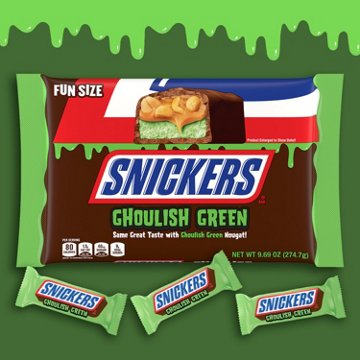 Snickers Ghoulish Green Chocolate Fun Size Halloween Candy