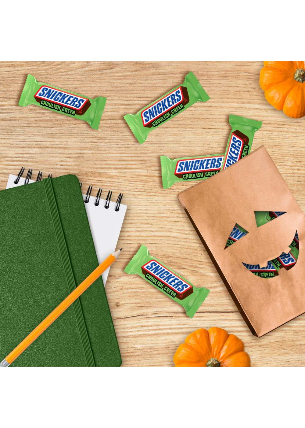 Snickers Ghoulish Green Fun Size Halloween Candy Bars; image 7 of 7