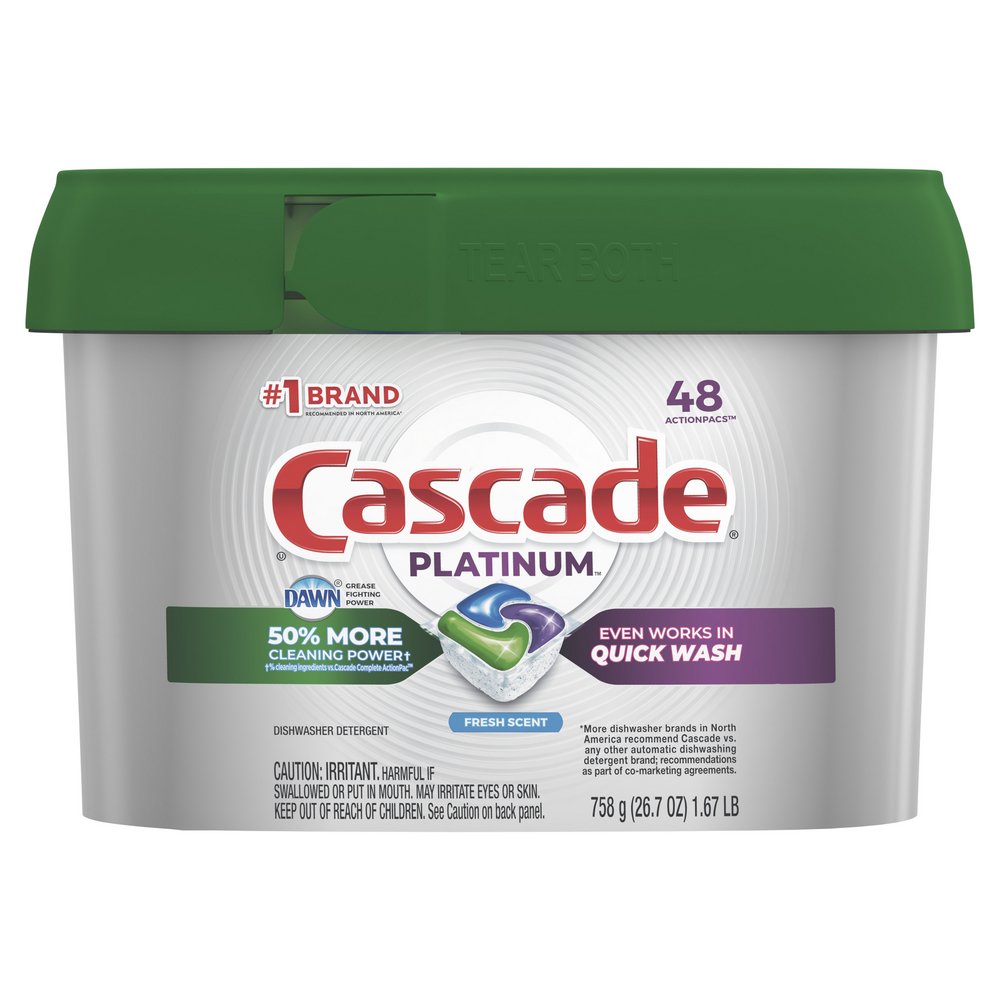 Cascade Platinum Dishwasher Detergent, Fresh Scent, Actionpacs - 14 actionpacs, 221 g