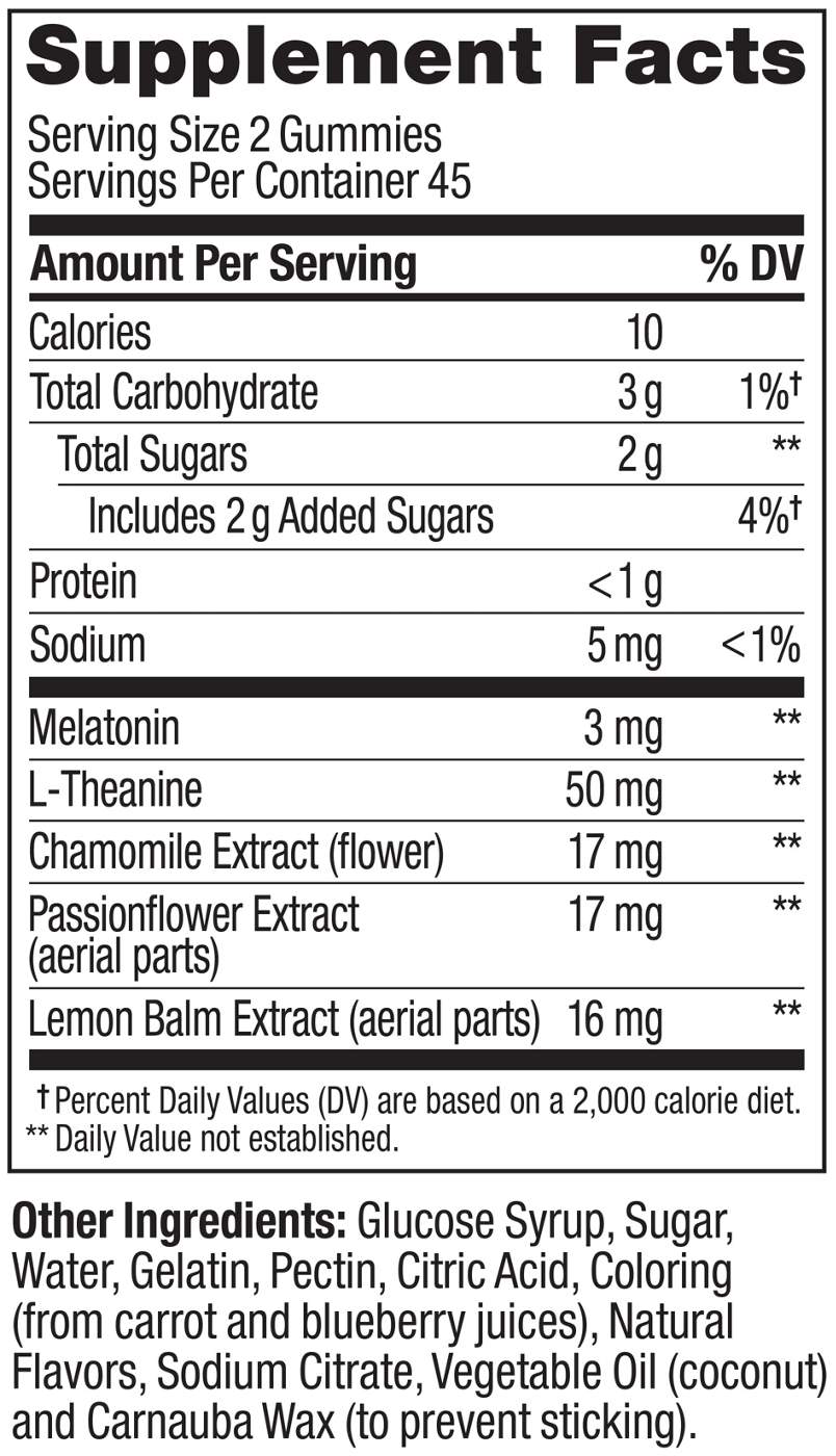 OLLY Sleep Gummy Supplement, 3mg Melatonin, L-Theanine, Chamomile, Blackberry Zen Flavor, 90 Ct; image 2 of 6