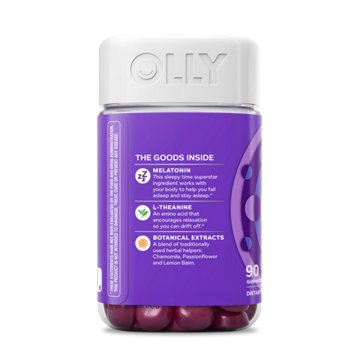 OLLY Sleep Gummy Supplement, 3mg Melatonin, L-Theanine, Chamomile, Blackberry Zen Flavor, 90 Ct