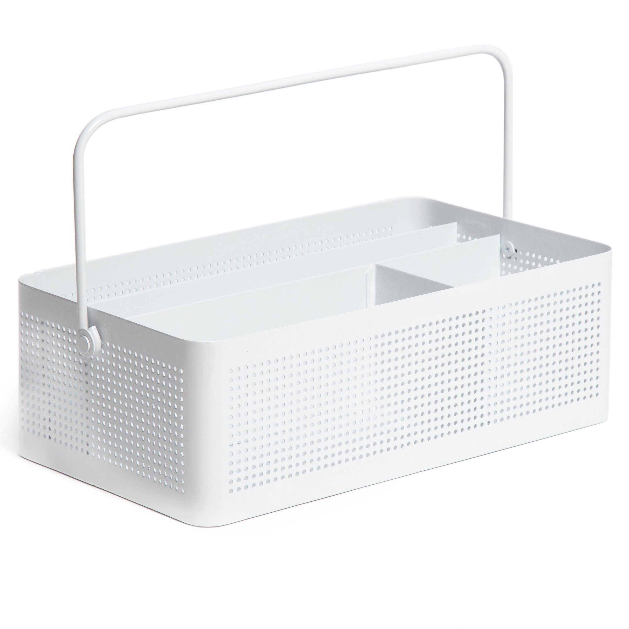 U Brands Modern Metal Divided Desk Caddy with Handle White Shop