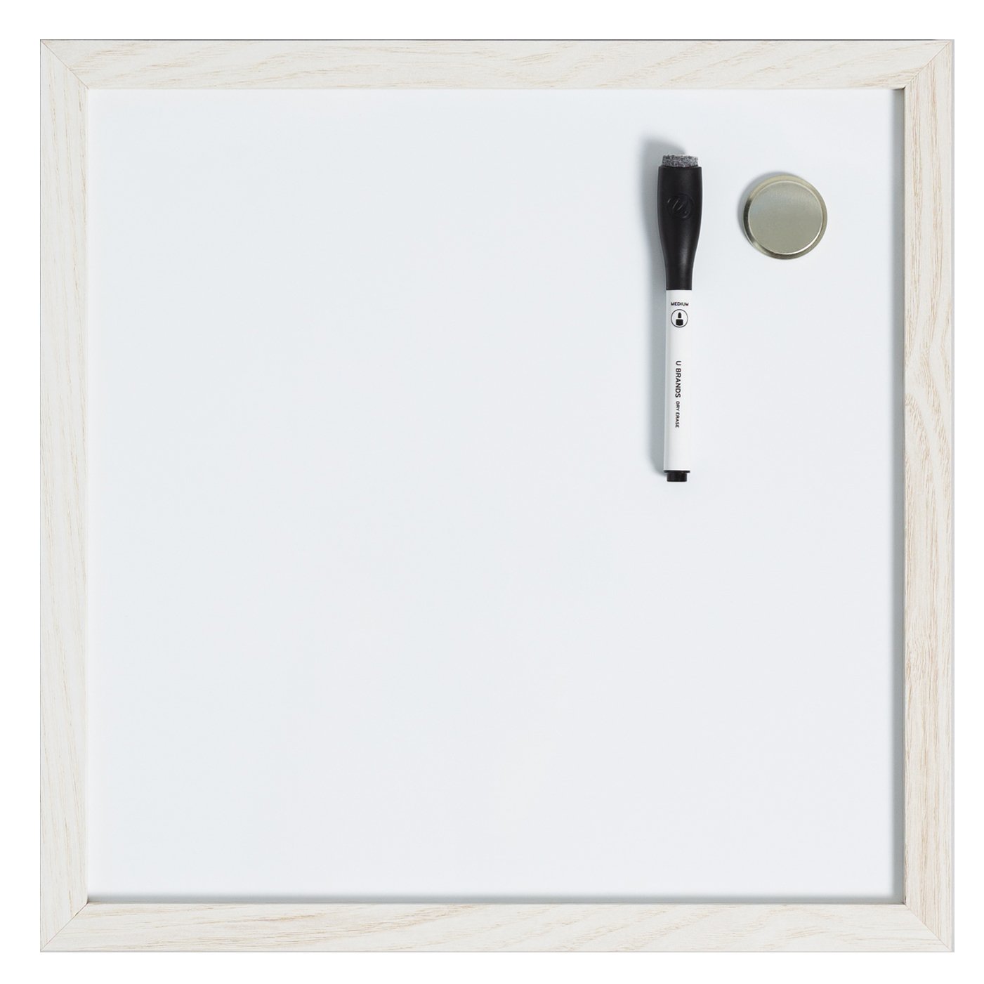 U Brands Square Dry Erase Board White Wash Wood Frame Shop Bulletin & dryerase