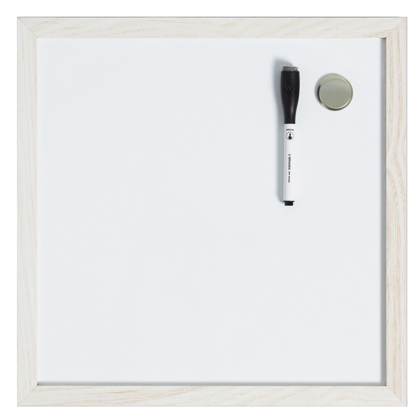 U Brands Square Dry Erase Board White Wash Wood Frame Shop Bulletin & DryErase