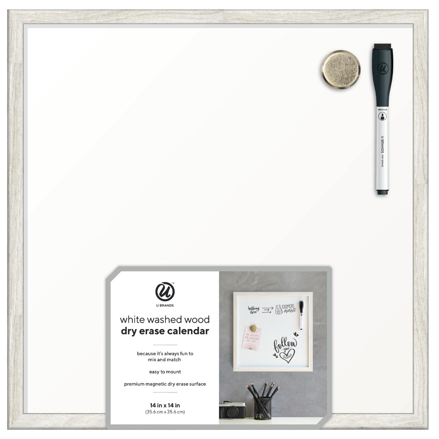 U Brands Square Dry Erase Board White Wash Wood Frame Shop Bulletin & dryerase