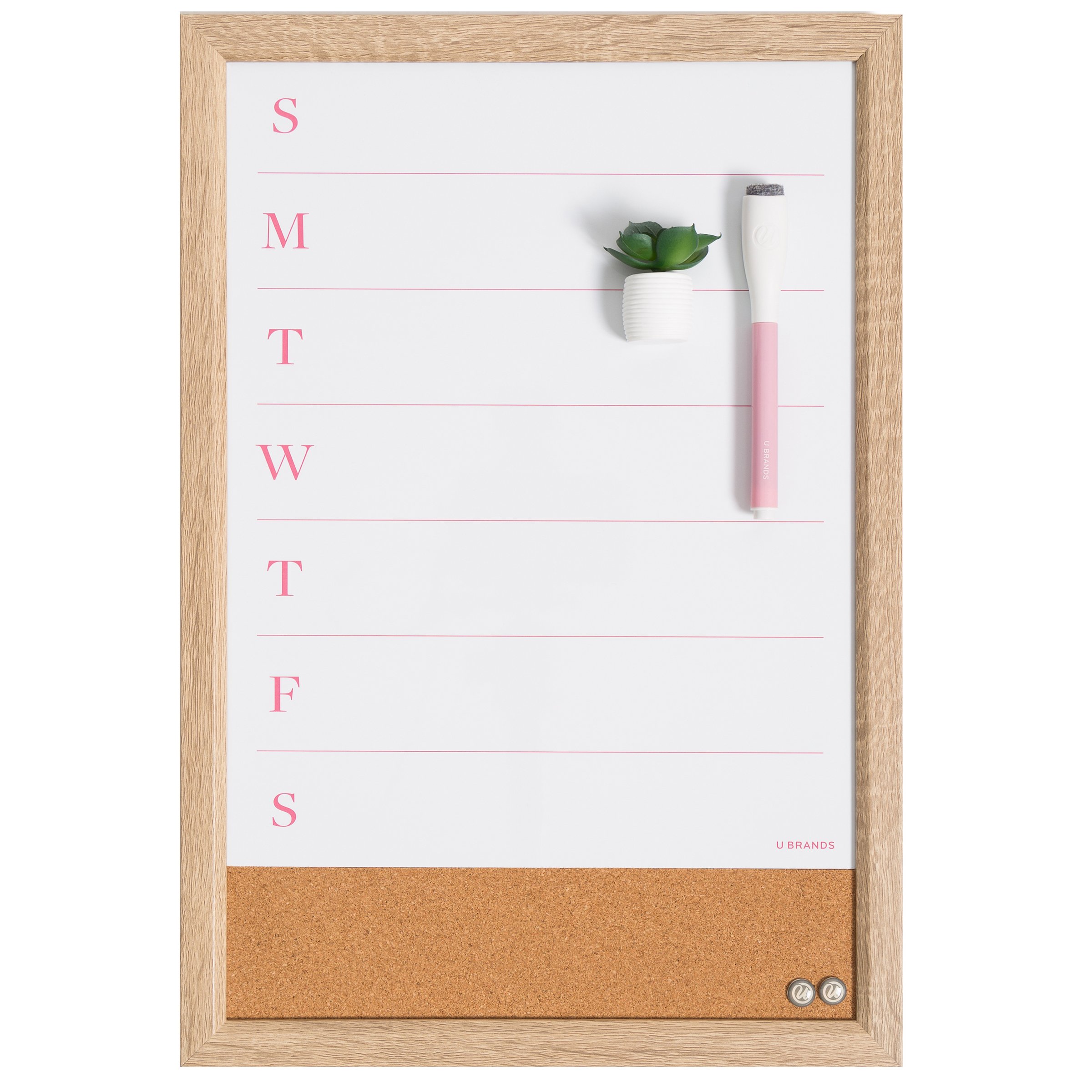 U Brands Weekly Combo Board – Wooden Frame - Shop Bulletin & dry-erase ...