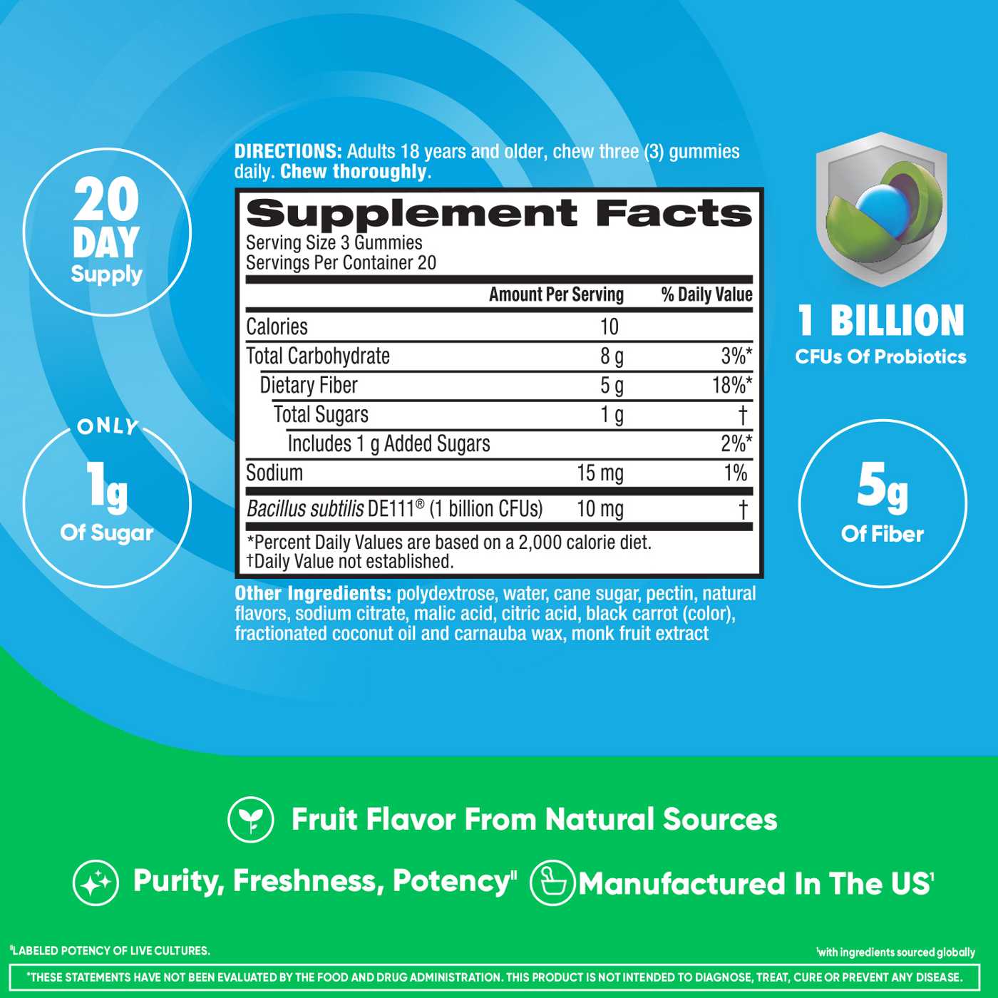 Digestive Advantage Daily Probiotics with Fiber Gummies; image 8 of 8