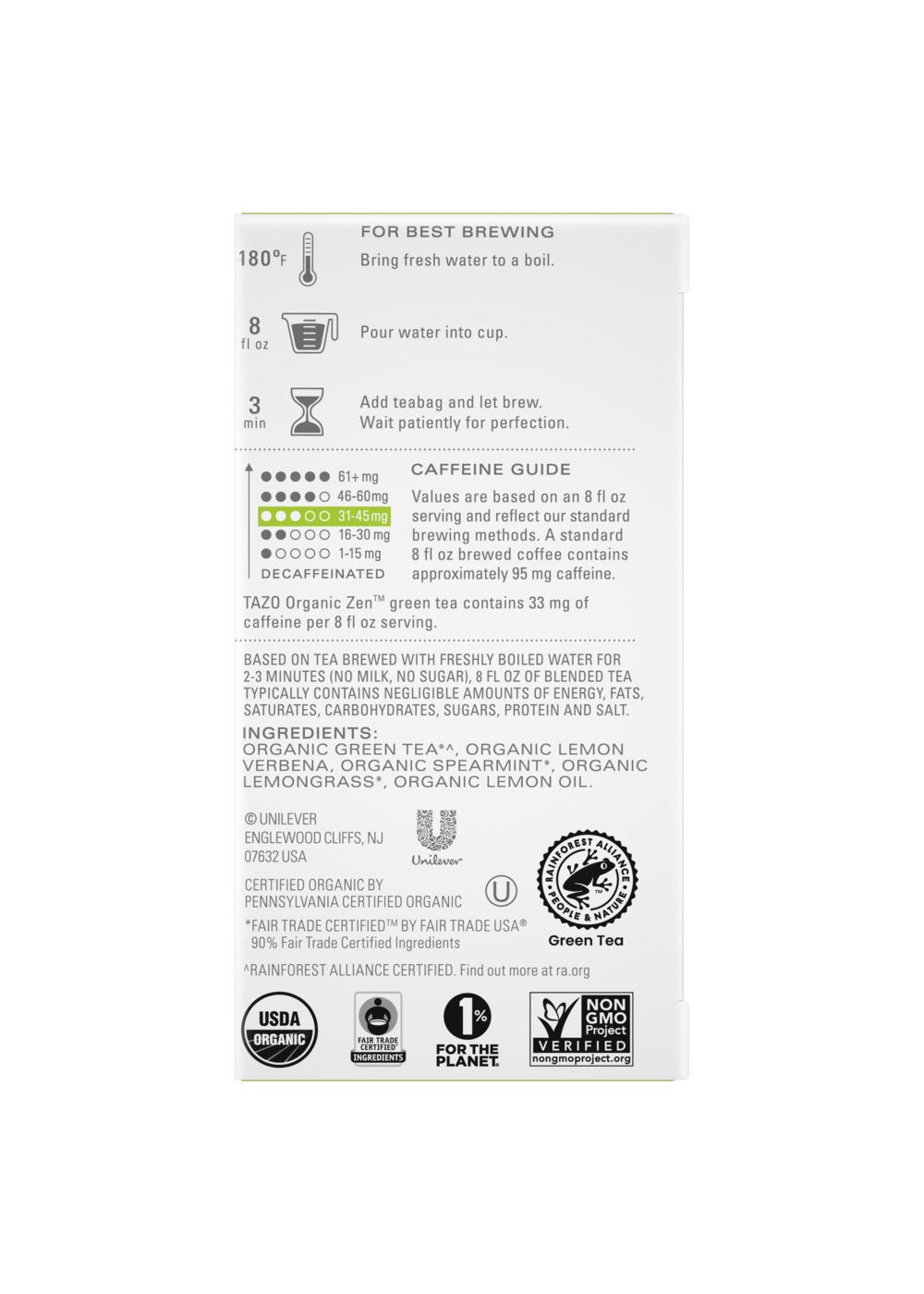 Tazo Regenerative Organic Zen Green Tea Bags Shop Tea at HEB