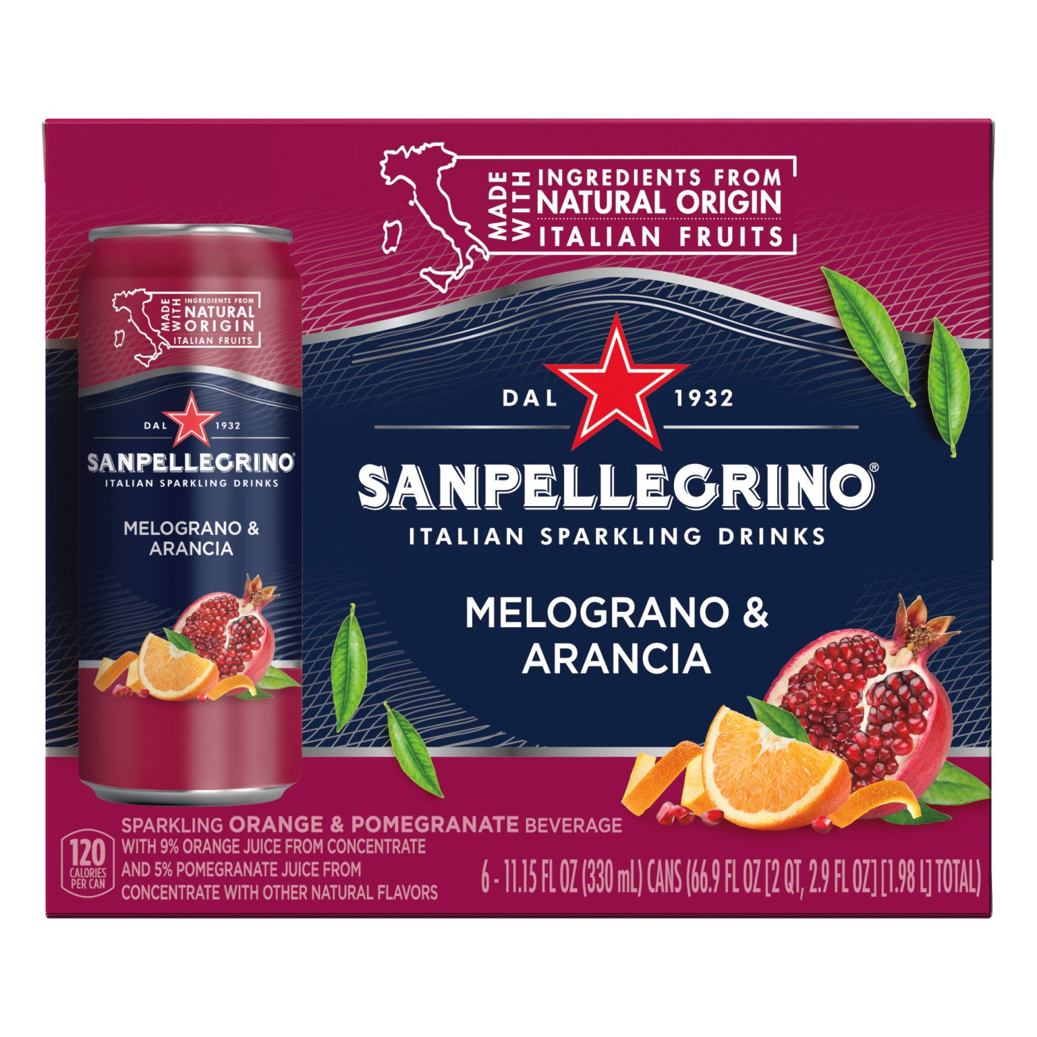 San Pellegrino Melograno & Arancia Pomegranate and Orange Italian ...