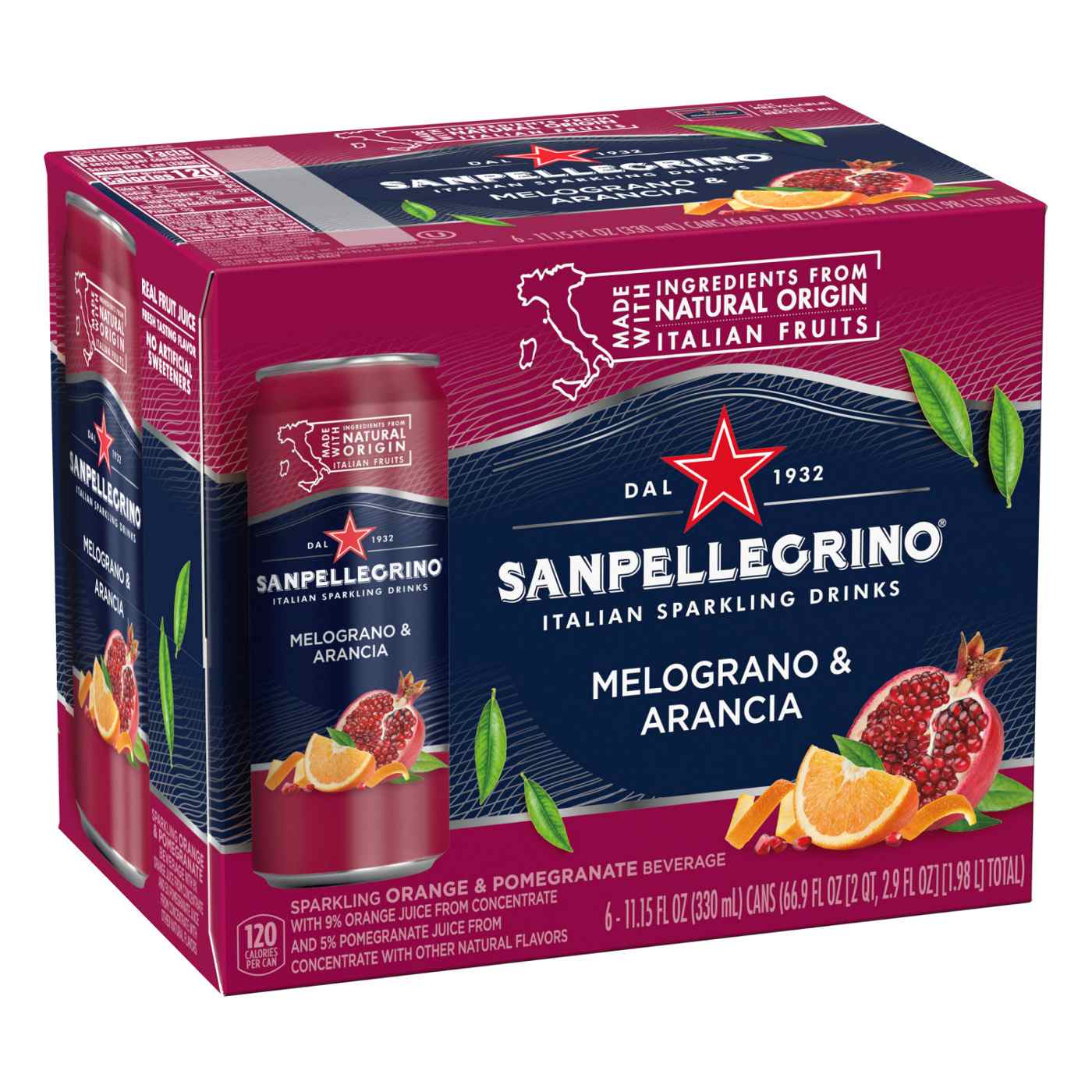 San Pellegrino Melograno & Arancia Pomegranate and Orange Italian Sparkling Drink 11.15 oz Cans; image 7 of 8