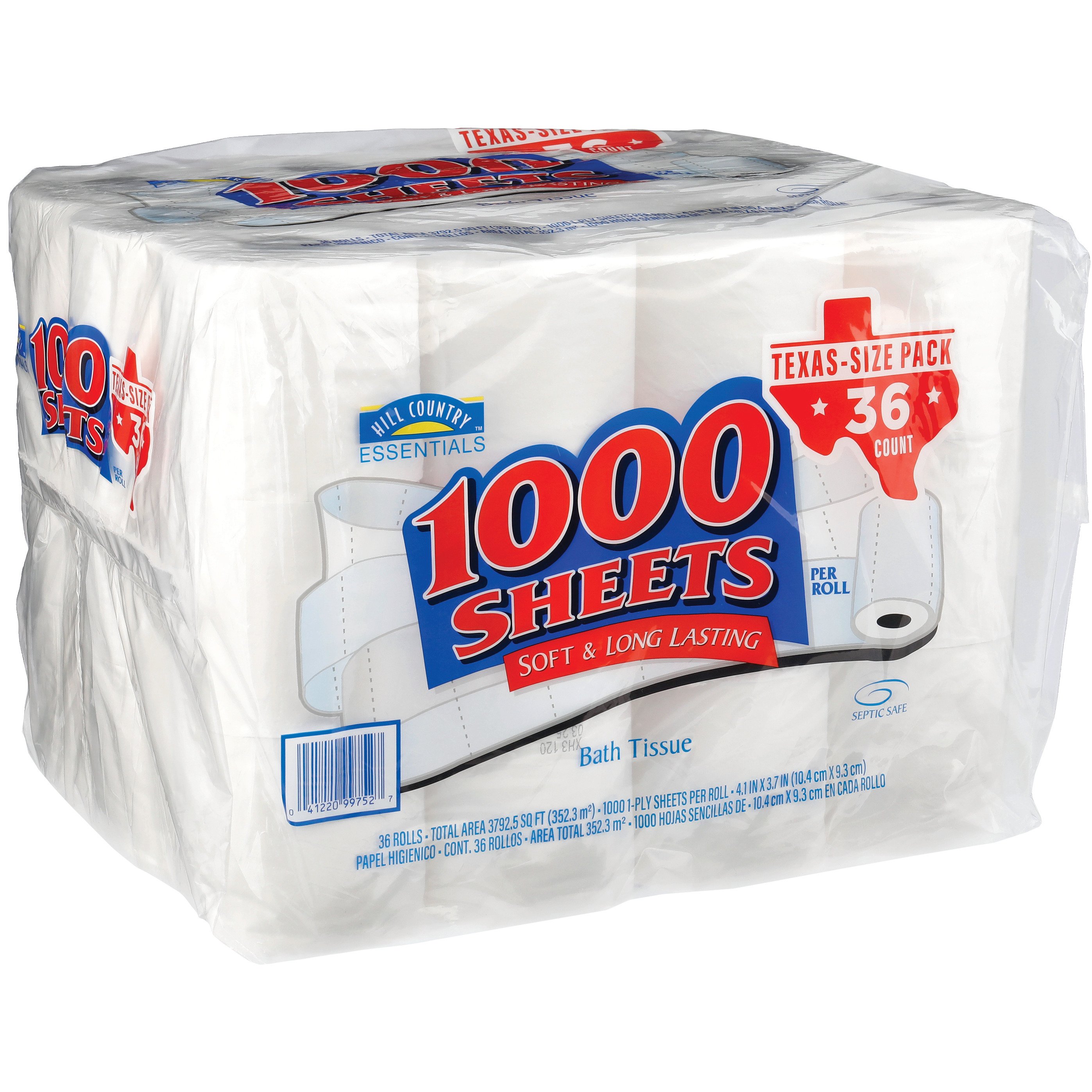 Hill Country Essentials 1000 Sheets Soft Toilet Paper - Texas-Size Pack ...