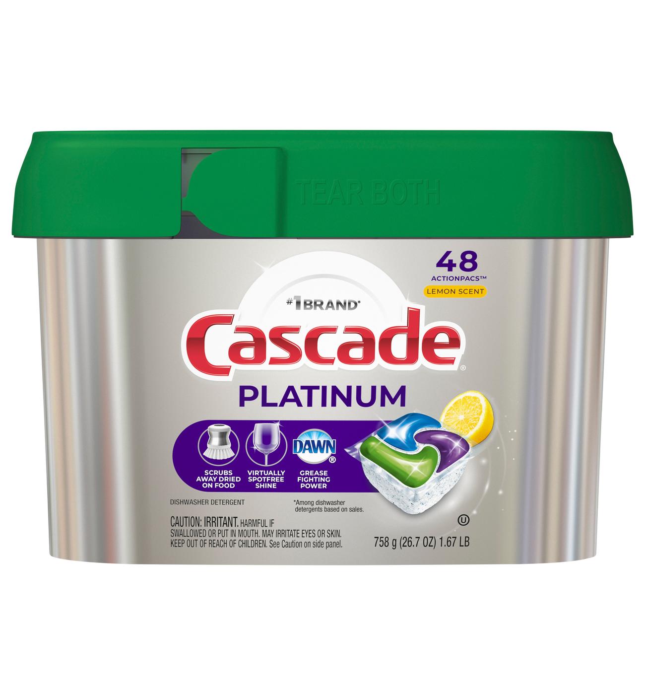 Cascade Platinum Lemon Scent Dishwasher Detergent ActionPacs; image 1 of 2