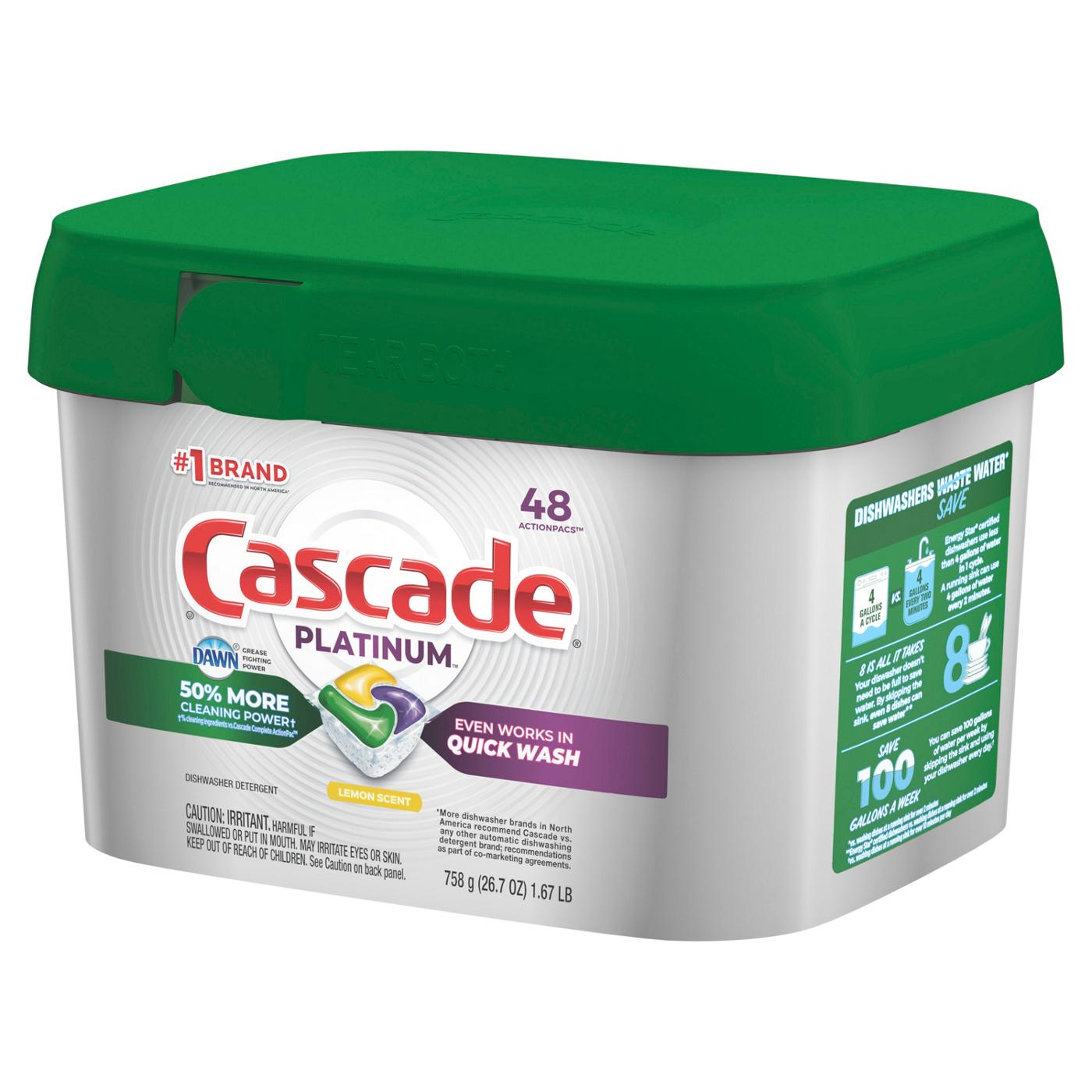 Cascade Platinum Lemon Scent Dishwasher Detergent ActionPacs; image 2 of 4