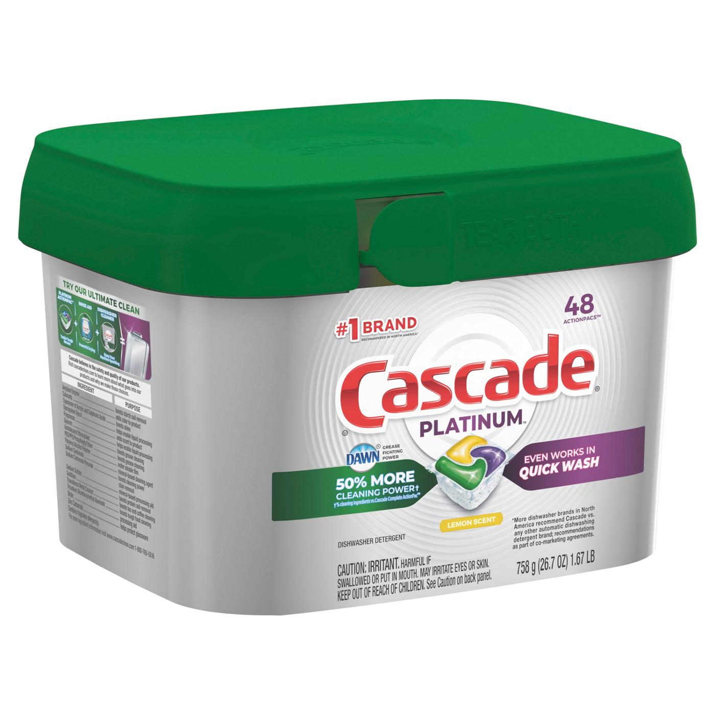 Cascade Platinum Lemon Scent Dishwasher Detergent ActionPacs; image 2 of 2