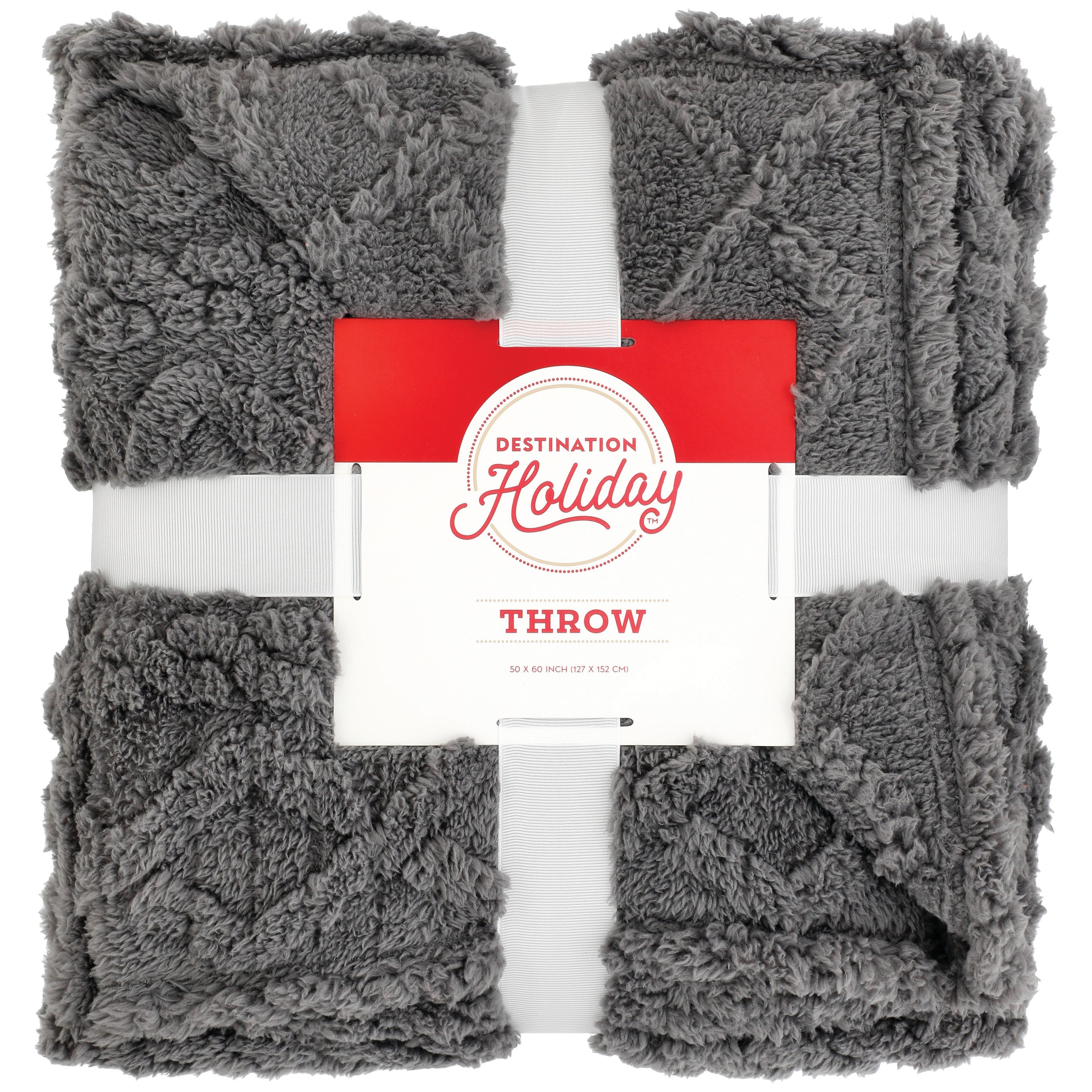 Destination Holiday Cable Knit Throw Blanket Charcoal Shop Blankets