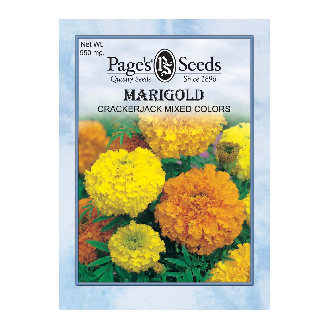 Page's Seeds Crackerjack Mixed Colors Marigold Flower Seed Packet