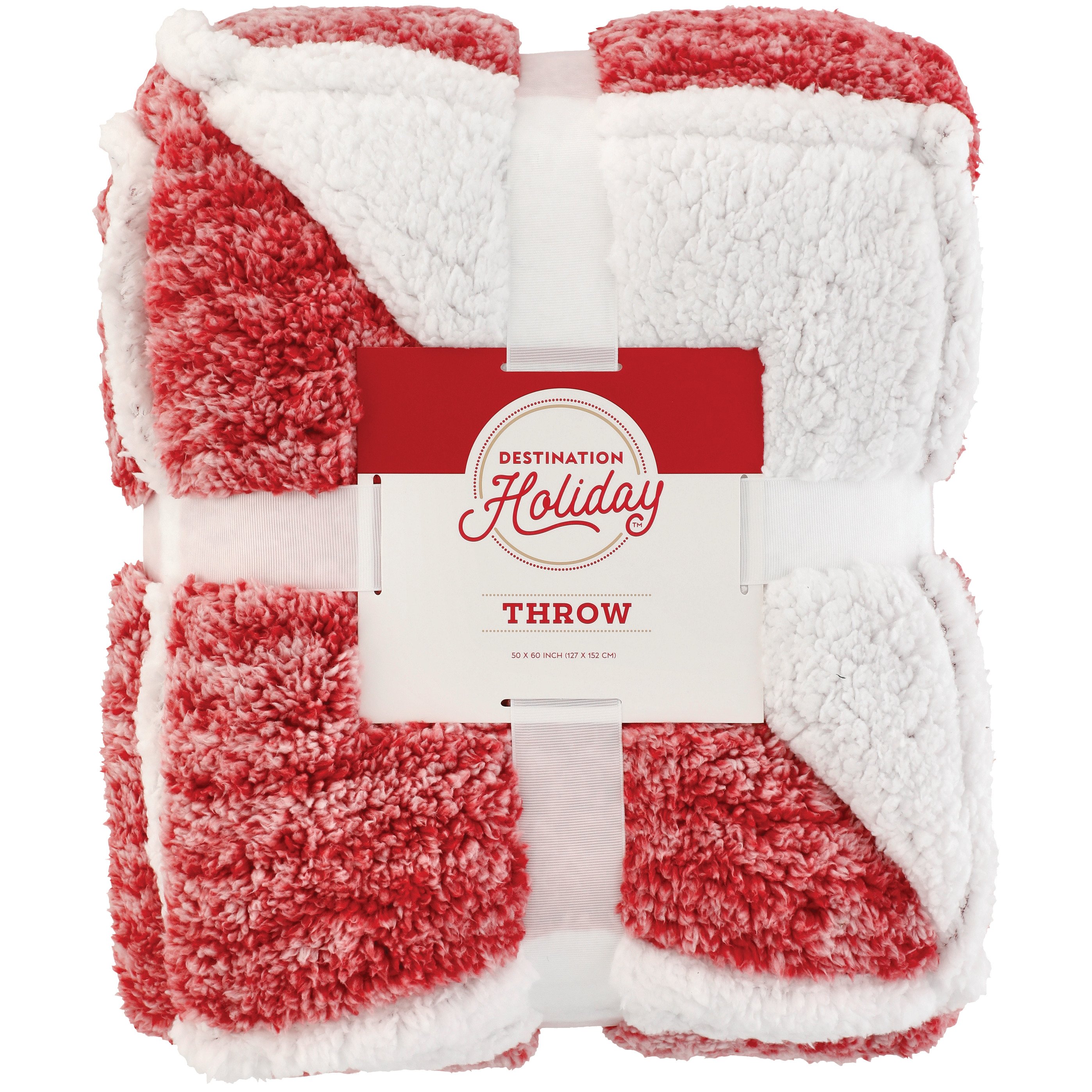 Destination Holiday Teddy Sherpa Throw Blanket Red Shop Blankets & throws at HEB