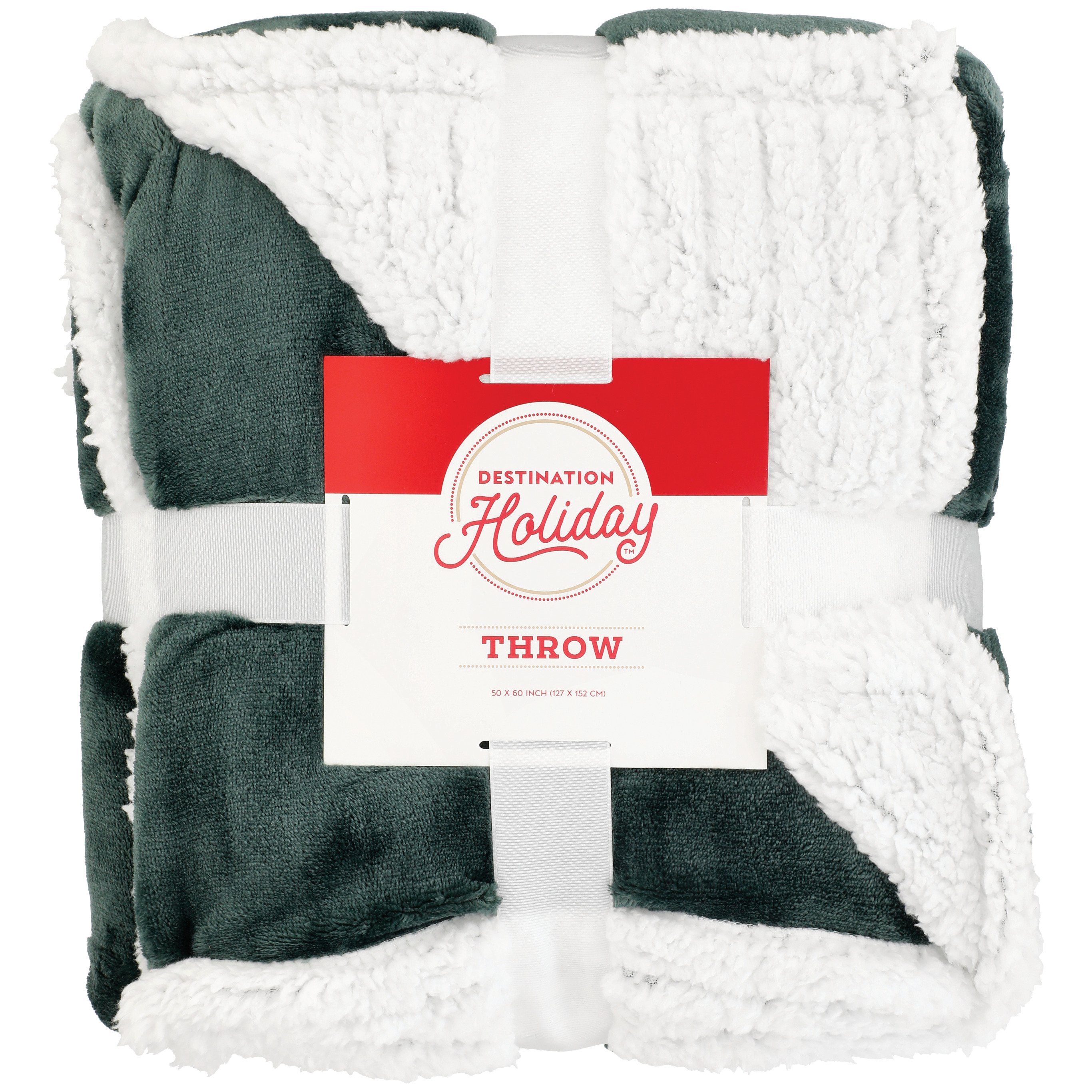 Destination Holiday Velvet Sherpa Throw Blanket Green Shop Blankets