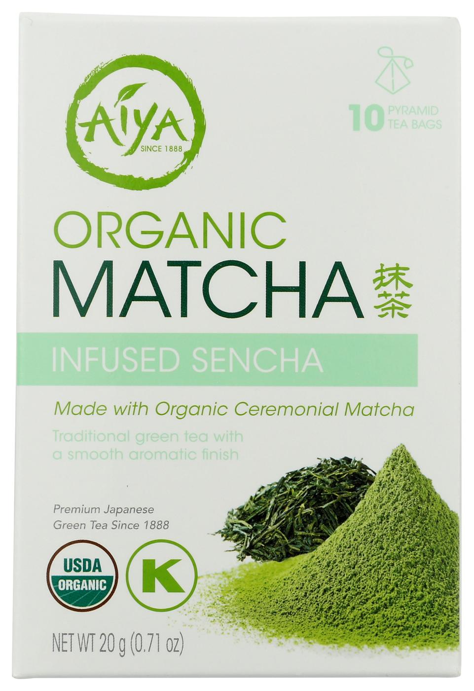 Aiya Organic Matcha Infused Sencha Pyramid Tea Bags; image 1 of 4