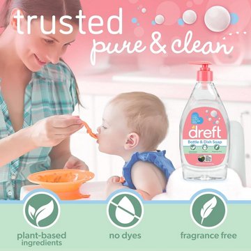 Dreft Bottle & Dish Soap - Fragrance Free, 18 oz